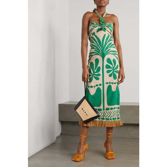 Johanna Ortiz Ritmo Vivo Midi Dress in Earthshine Pink Clay Print Size US 12